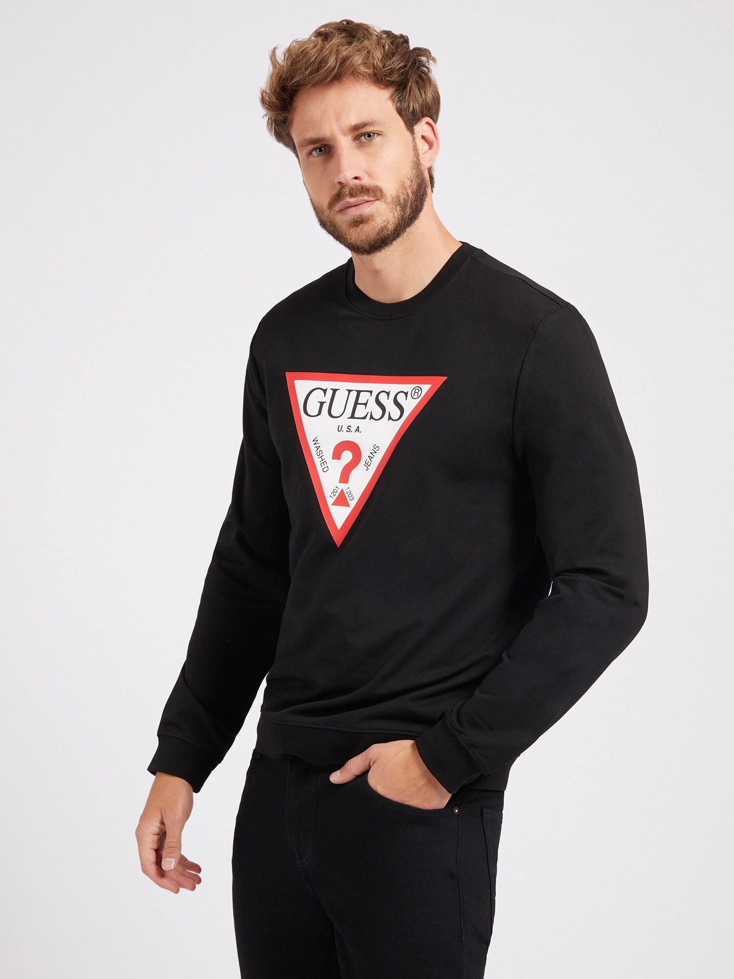Guess triangle logo sweatshirt outlet