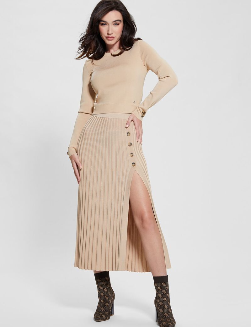Pleated Long Sweater Skirt