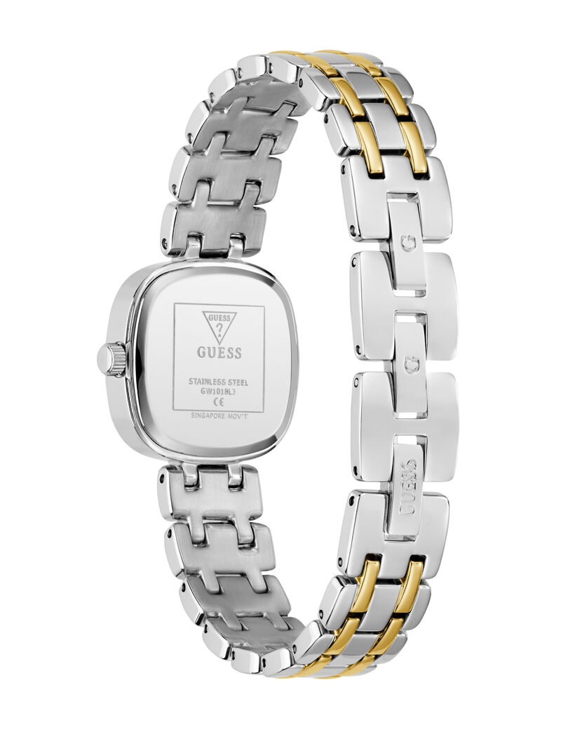 Ladies 2T Silver/Yellow Gold Tone Square Analog Watch