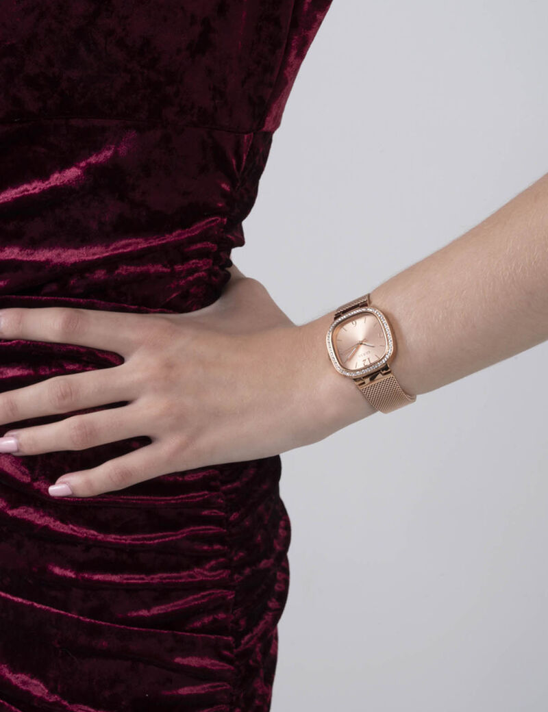 Rose Gold Square Mesh Watch