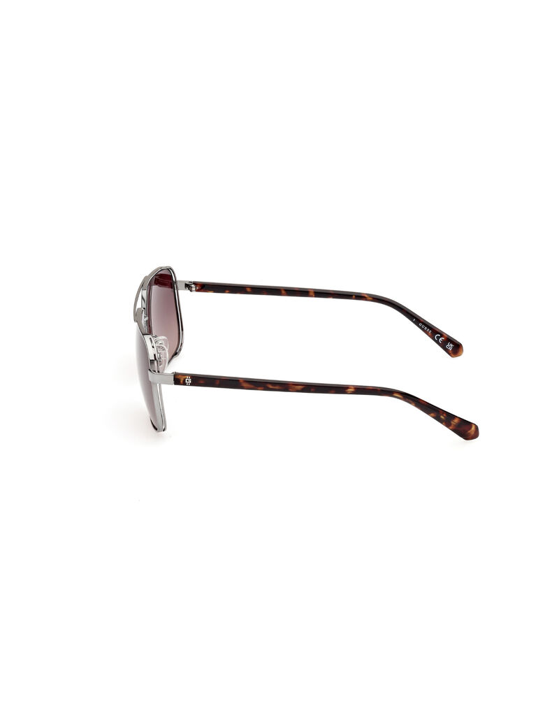 Metal Sun Glasses M Shiny Gunmetal Gradient Brown