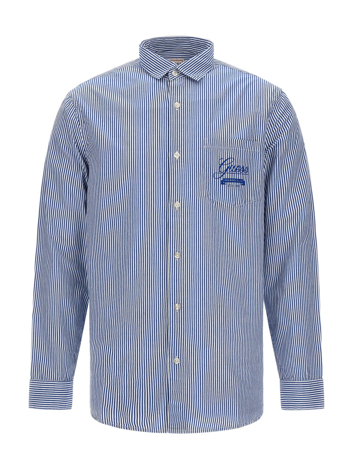 Guess blue and top white striped shirt