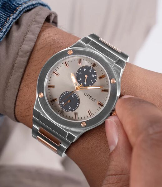 Mens 2-Tone Silver Tone Multi-function Watch