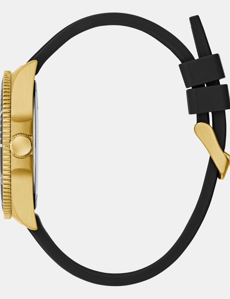 Mens Black Gold Tone Analog Watch