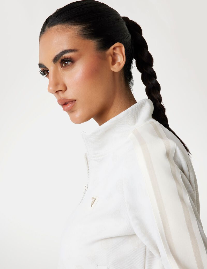 سويت شيرت  بطبعة الشعار بالكامل وسحاب بالكامل