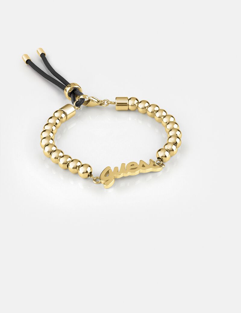 Gold Black Cord Logo Bracelet