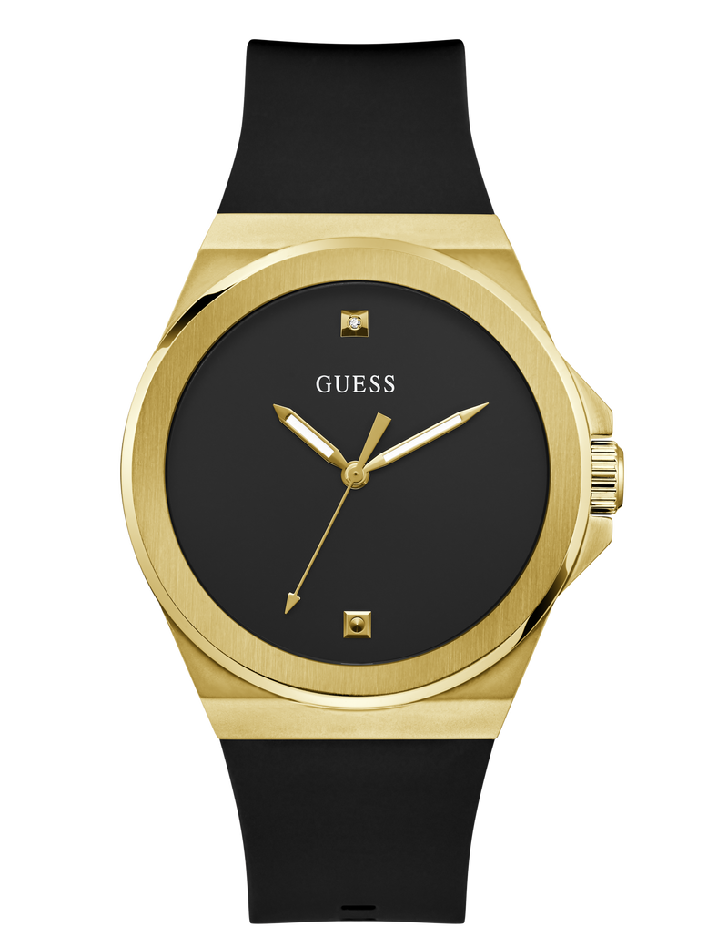 Mens Black Gold Tone Analog Watch