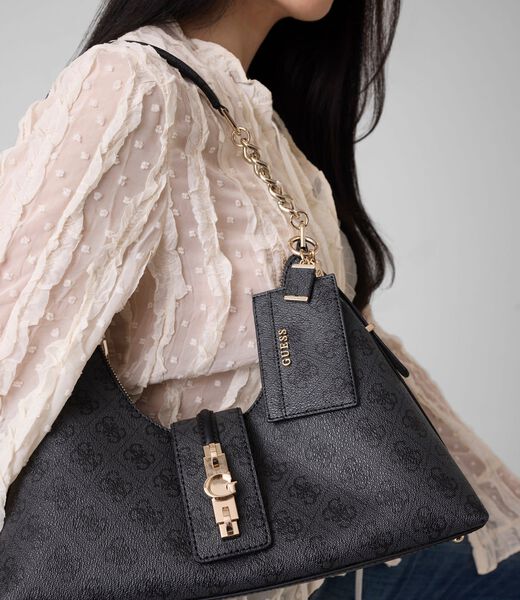 guess yvonne logo hobo bag