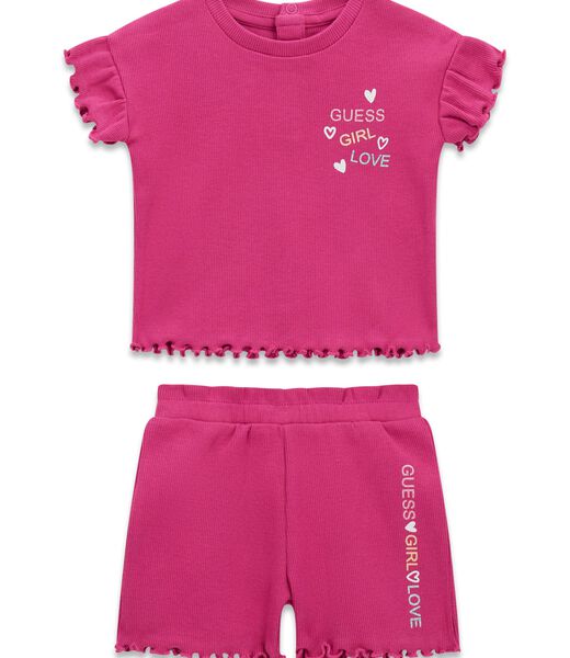 guess set rib ss t shirt   rib short