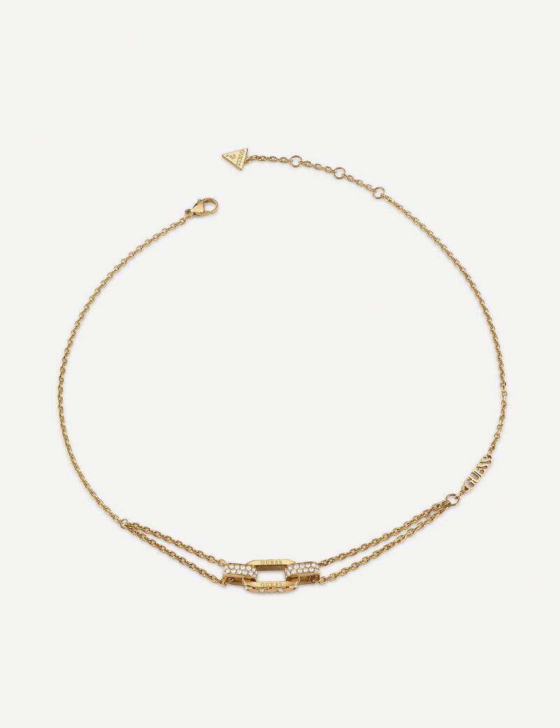 Matelasse Pave Double Chain Necklace