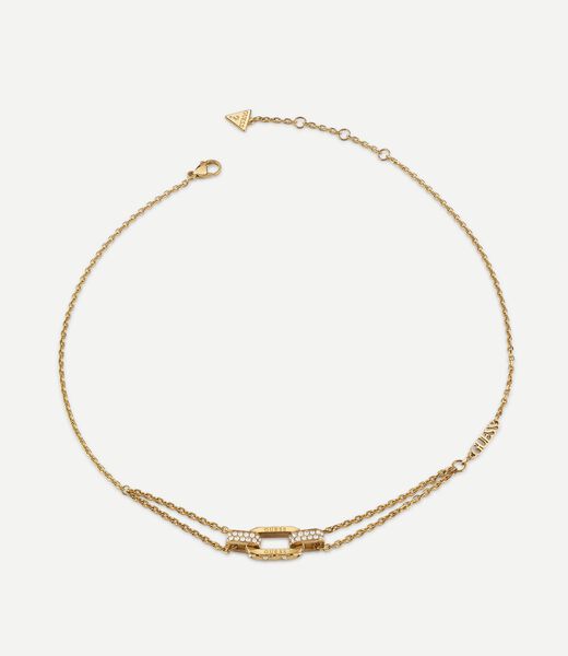 Matelasse Pave Double Chain Necklace