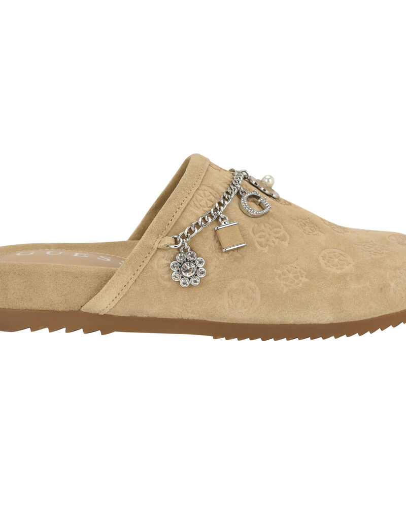 Gavyn suede slip on mule with charm detailing