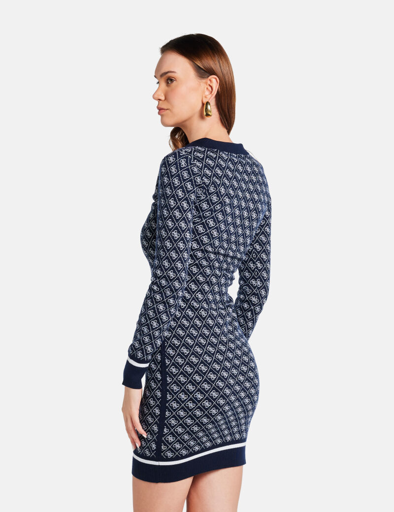 Wool-blend logo mini dress