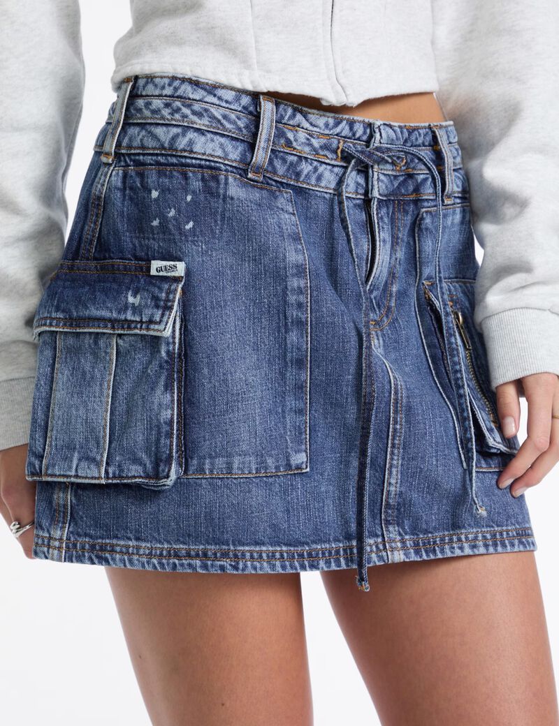 A-line denim mini skirt