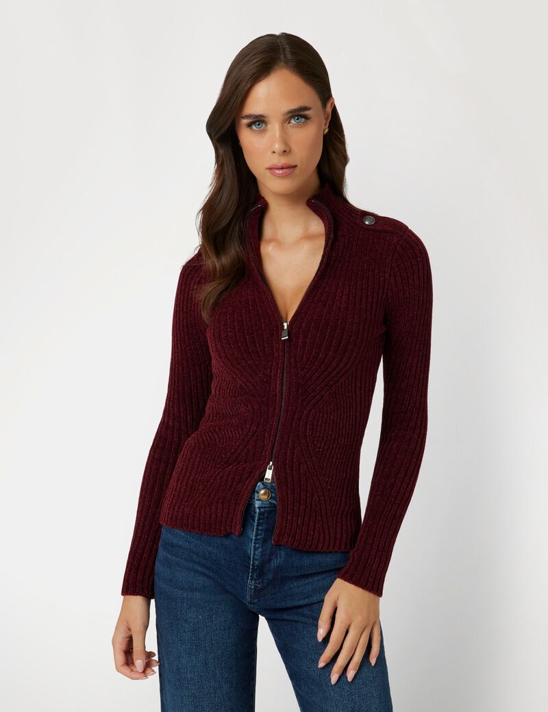 Turtle neck zip cardigan