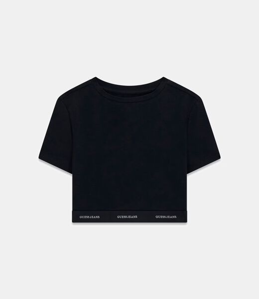 قميص قصير بشريط شعار الماركة