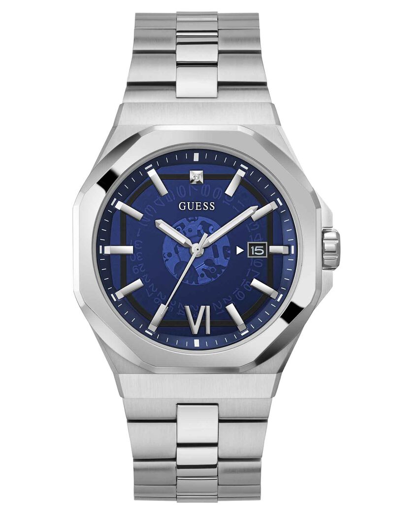 Silver-tone and Blue Watch