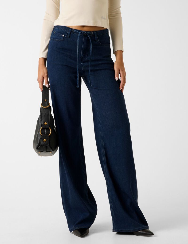 Wide-leg lyocell jeans