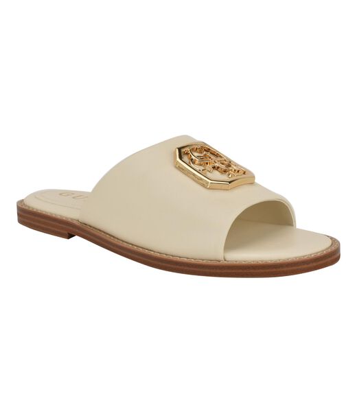 Quattro G Embellished Straw Flat Sandal