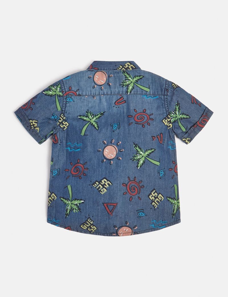 All over print denim shirt