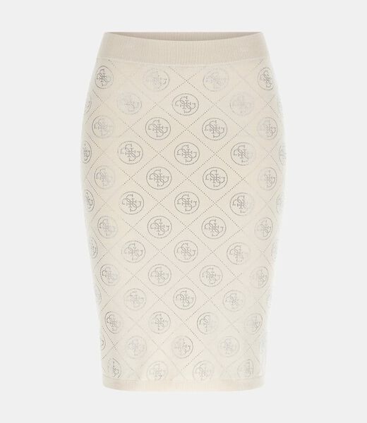 Wool blend rhinestones skirt