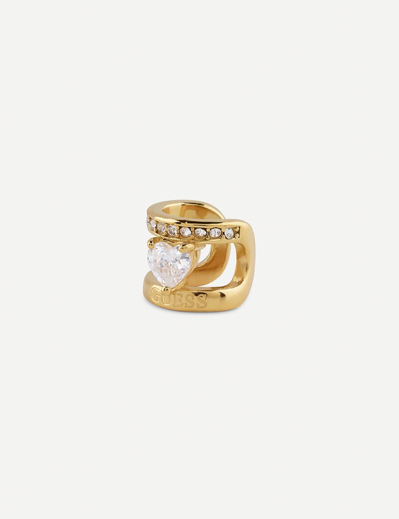 guess heart crystal mono earcuff
