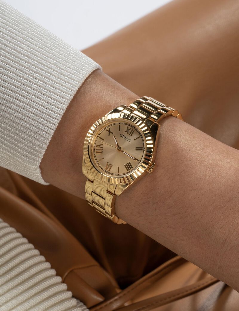 ساعة تناظرية من الفولاذ المقاوم للصدأ