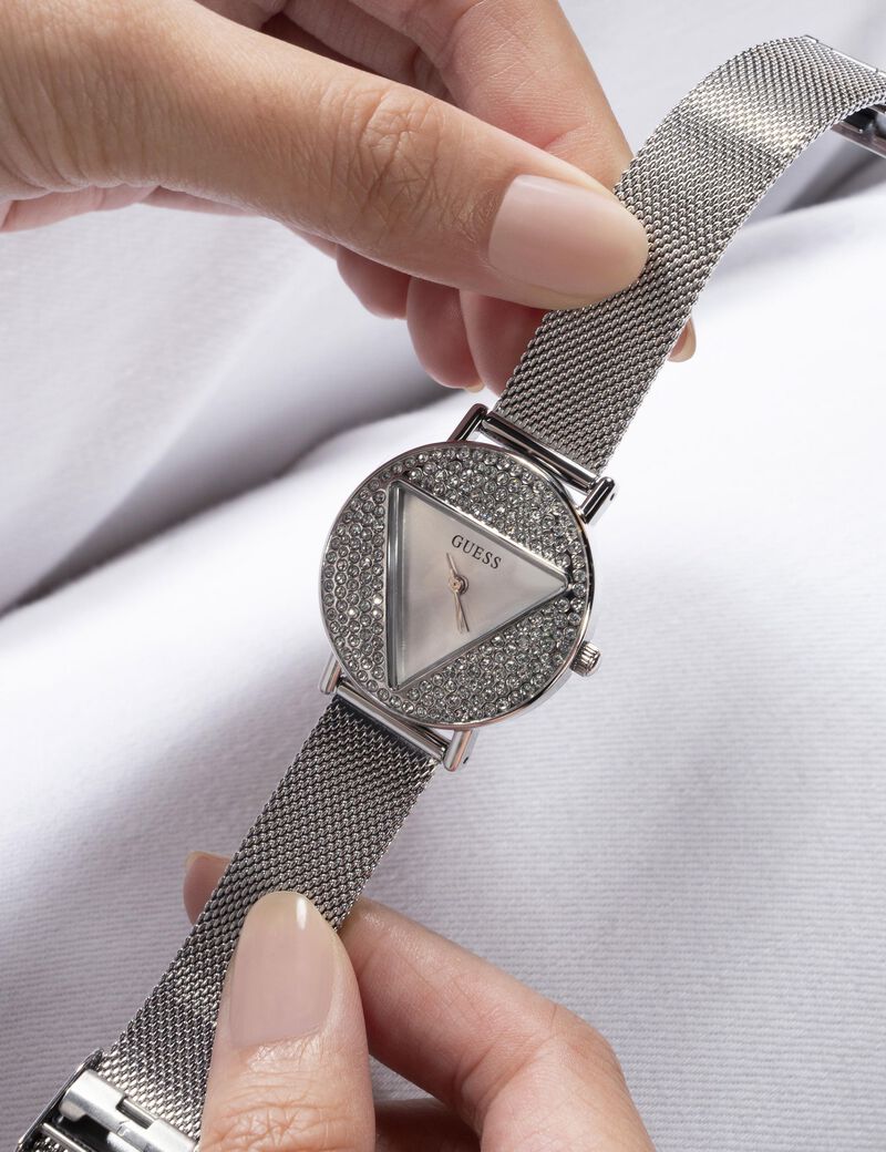 Silver Tone Quartz Analog Mesh Watch