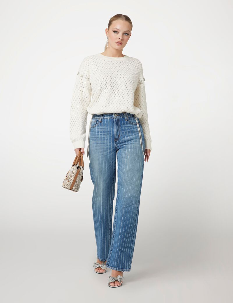 Wool-blend cable sweater