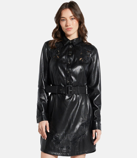 Faux leather mini dress