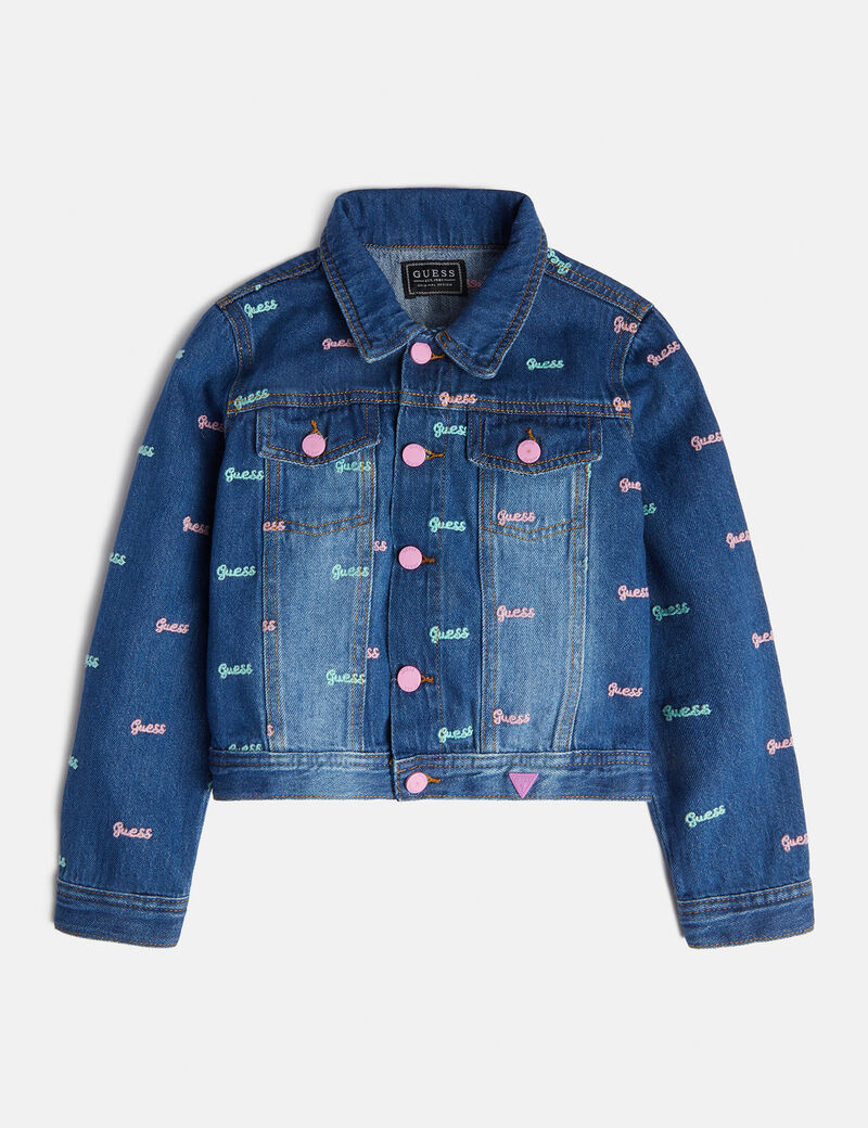 All Over Logo Print Denim Jacket