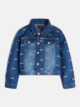 All Over Logo Print Denim Jacket