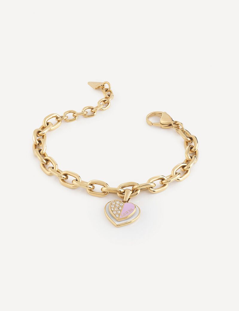 Lilac Double Heart Charm Yellow Gold