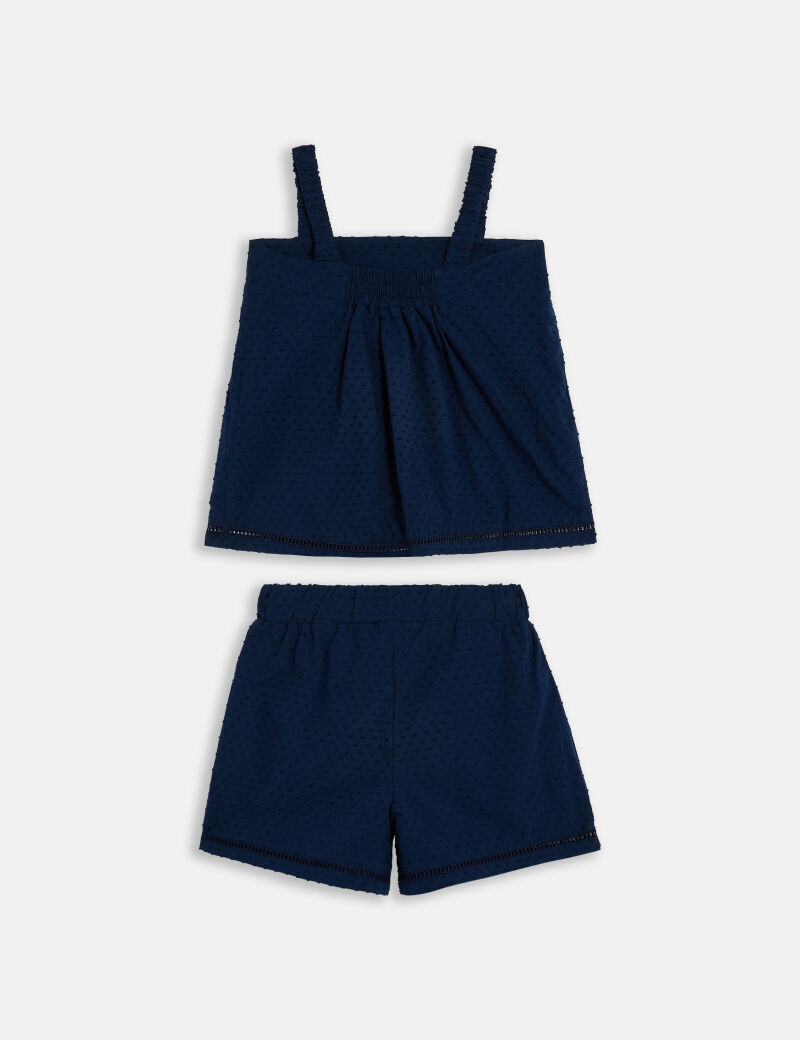 Tank top + shorts plumetis