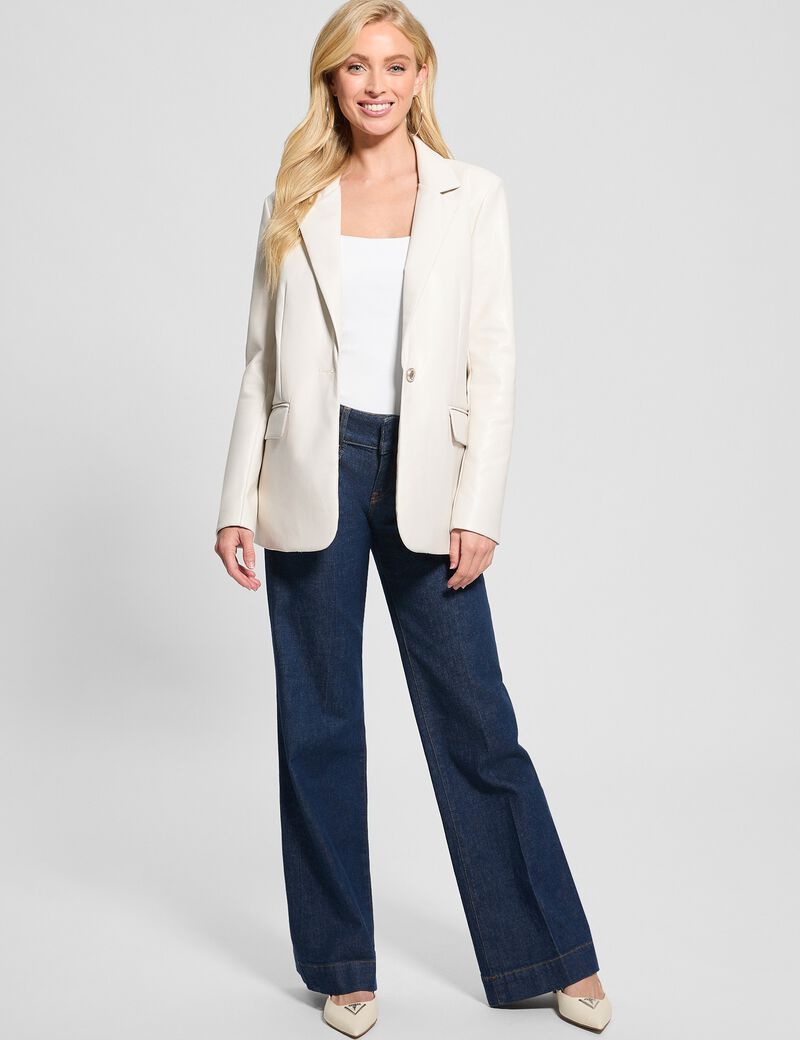 Faux leather blazer