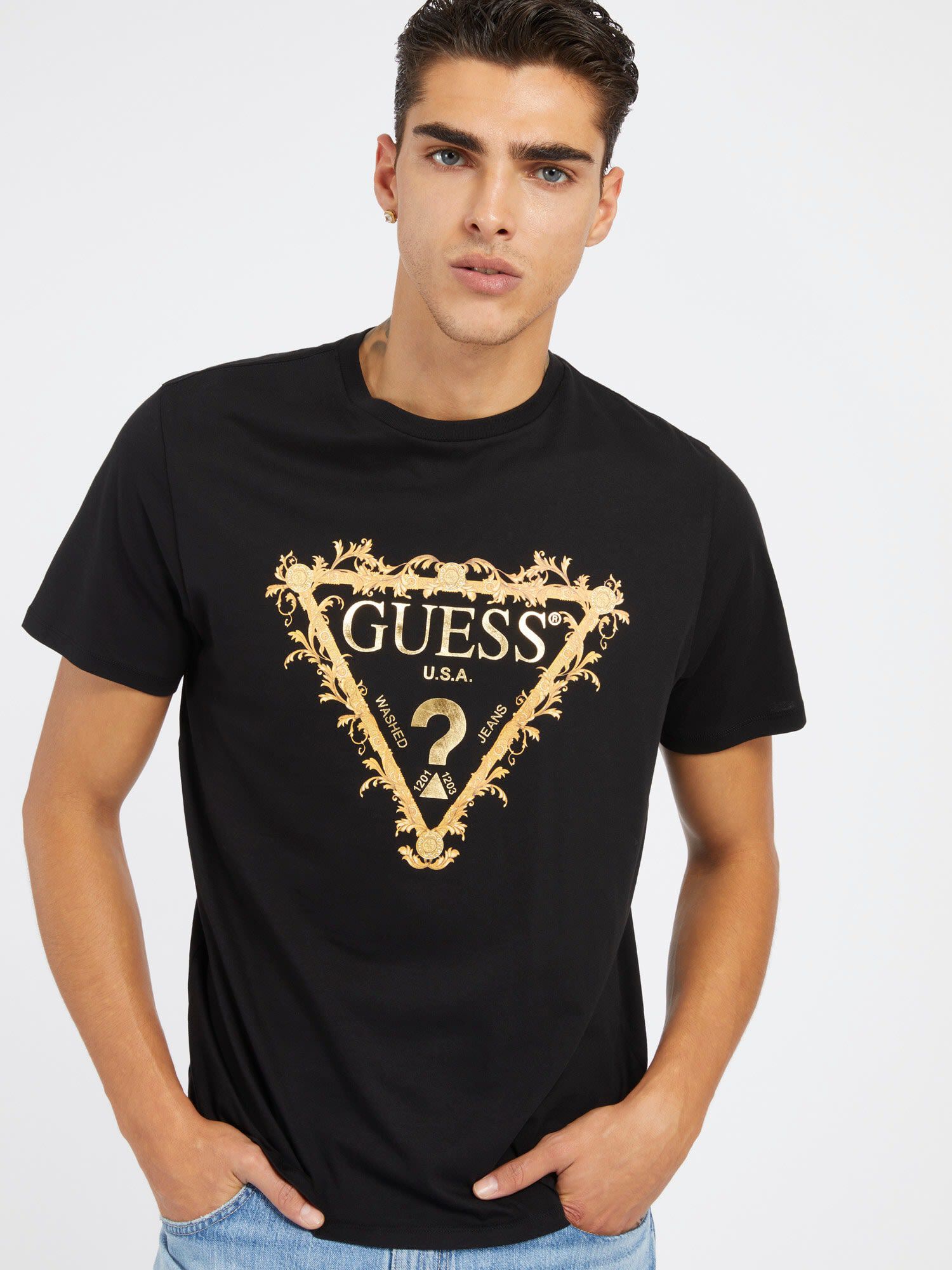 Guess t on sale shirt triangle