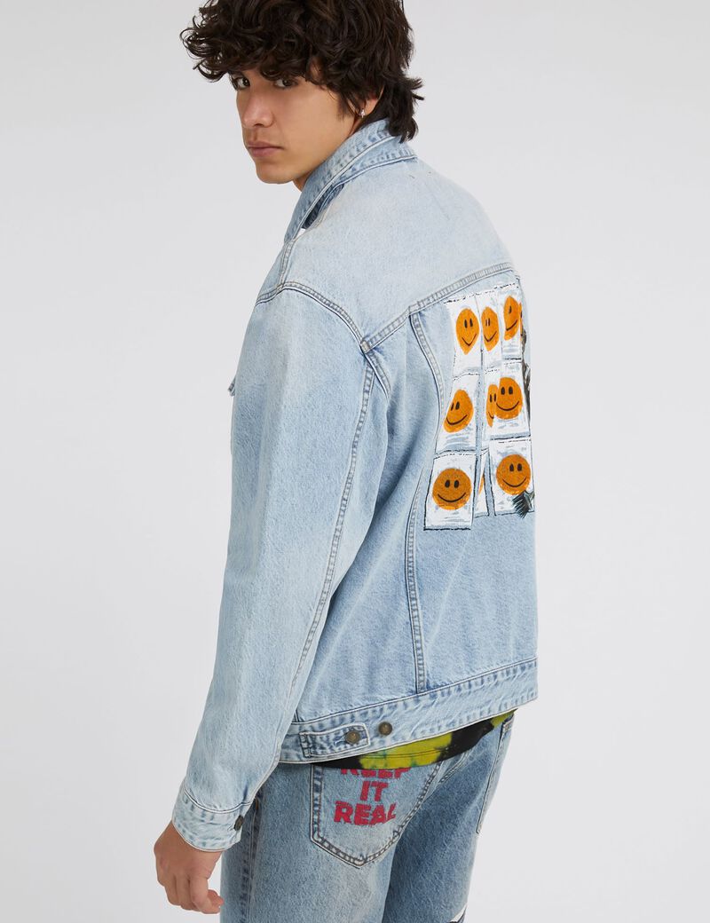 Graffiti print denim jacket