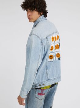 Graffiti print denim jacket