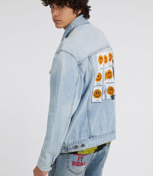 Graffiti print denim jacket