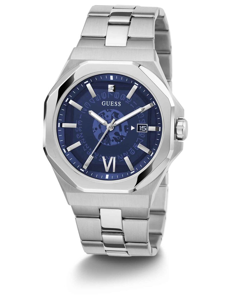 Silver-tone and Blue Watch