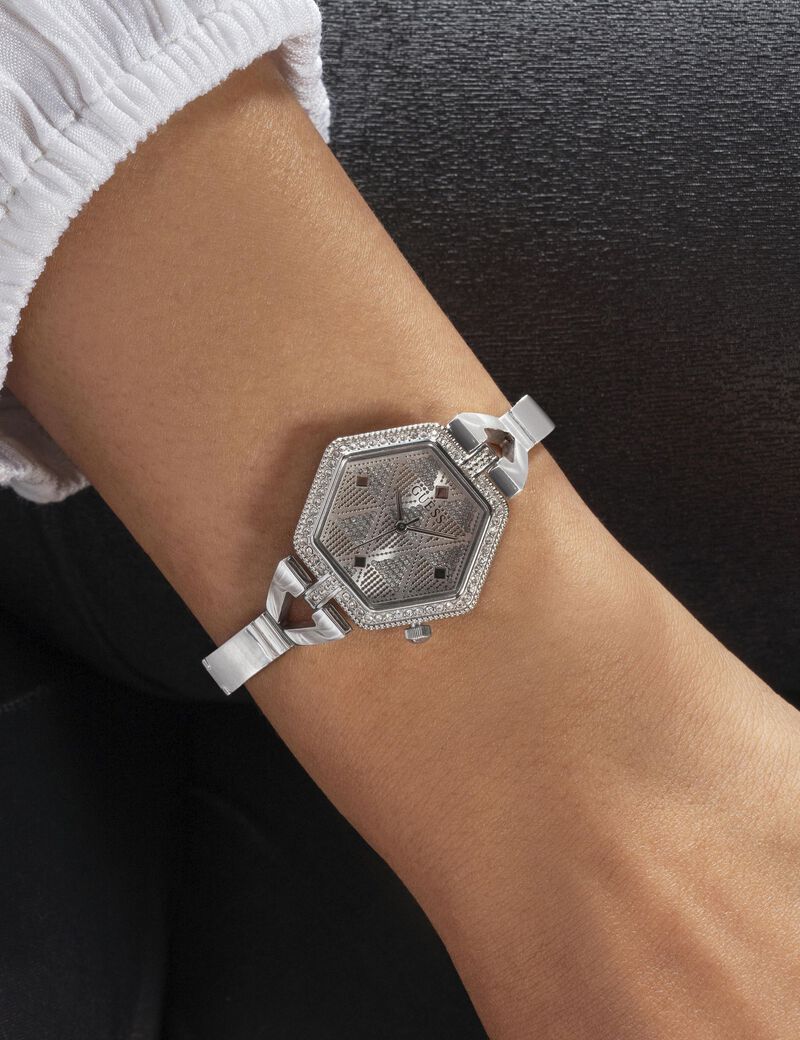 Analogue watch with crystal appliqué detailing