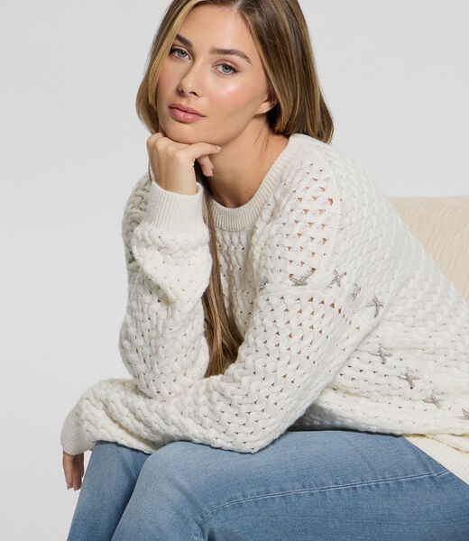Wool-blend cable sweater