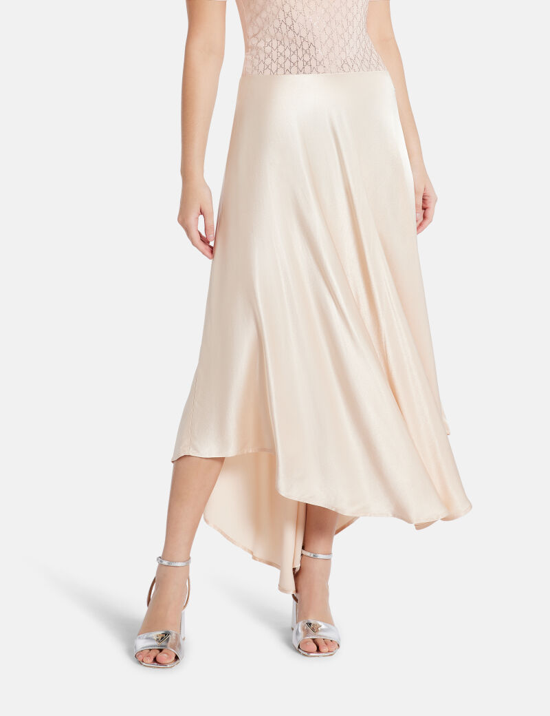 Flouncy long sateen skirt