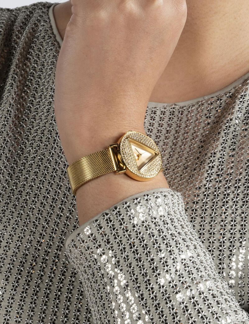 Gold Tone Quartz Analog Mesh Watch