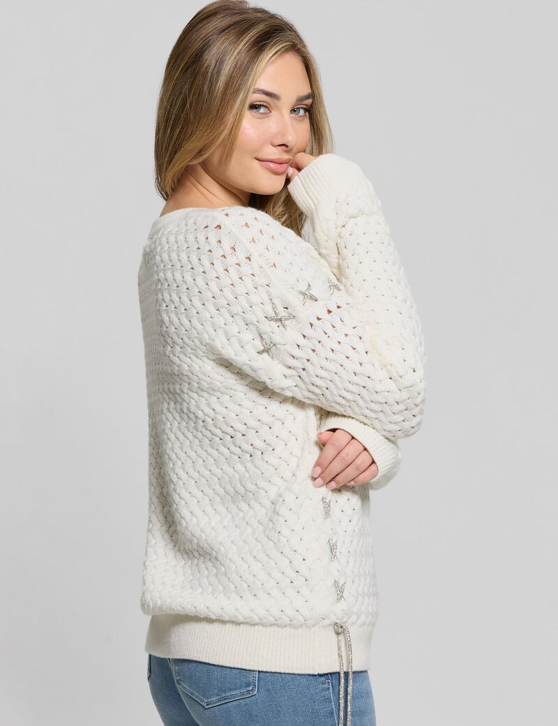 Wool-blend cable sweater