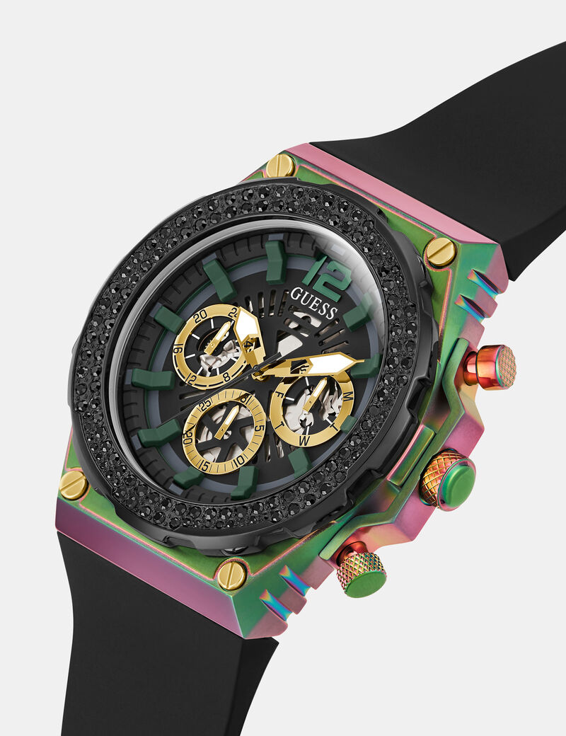 Multi-function watch with crystal appliqu&eacute;