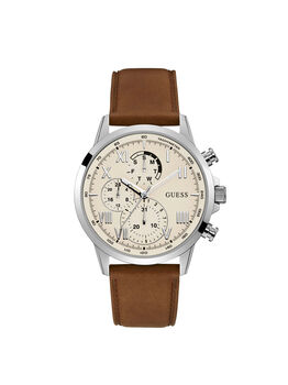 Silver And Brown Leather Watch