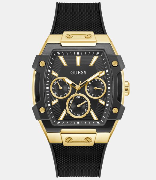 Mens Black Gold Tone Multi-function Watch