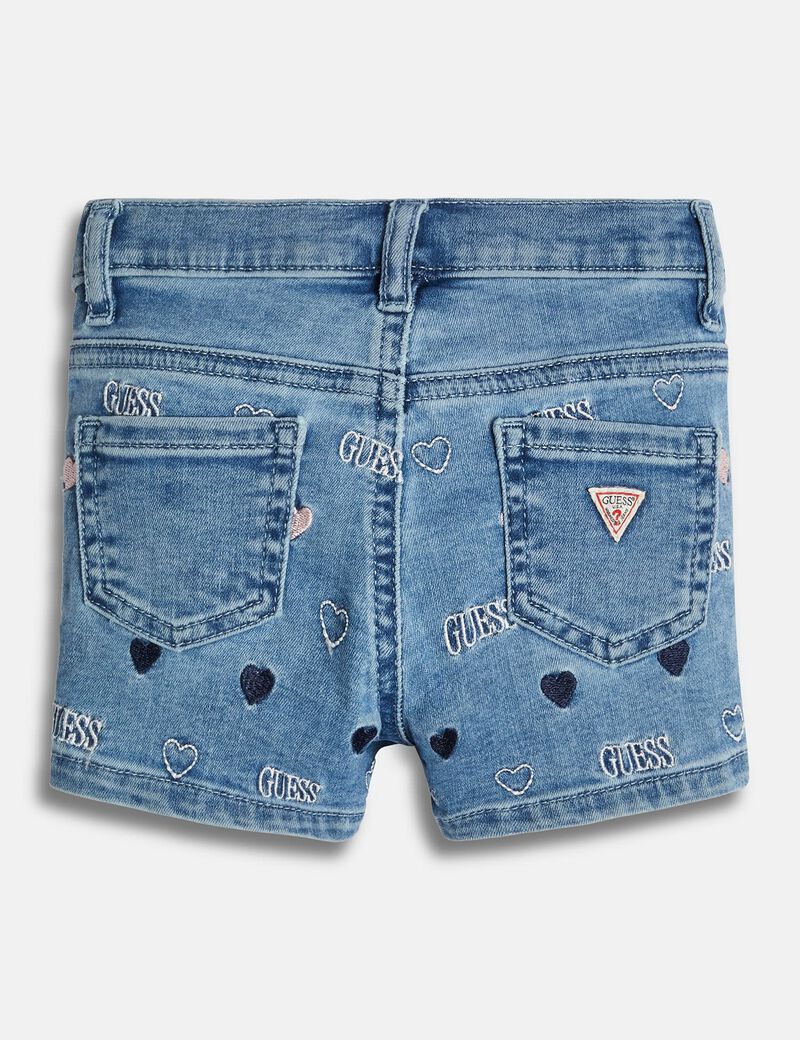 Embroidered denim shorts