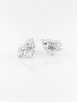 Silver Heart Logo Stud Earrings